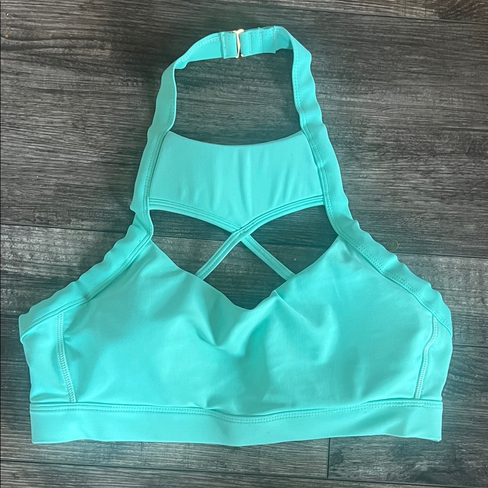 Women's Aqua Sports Bra by Chestee + Barbella.